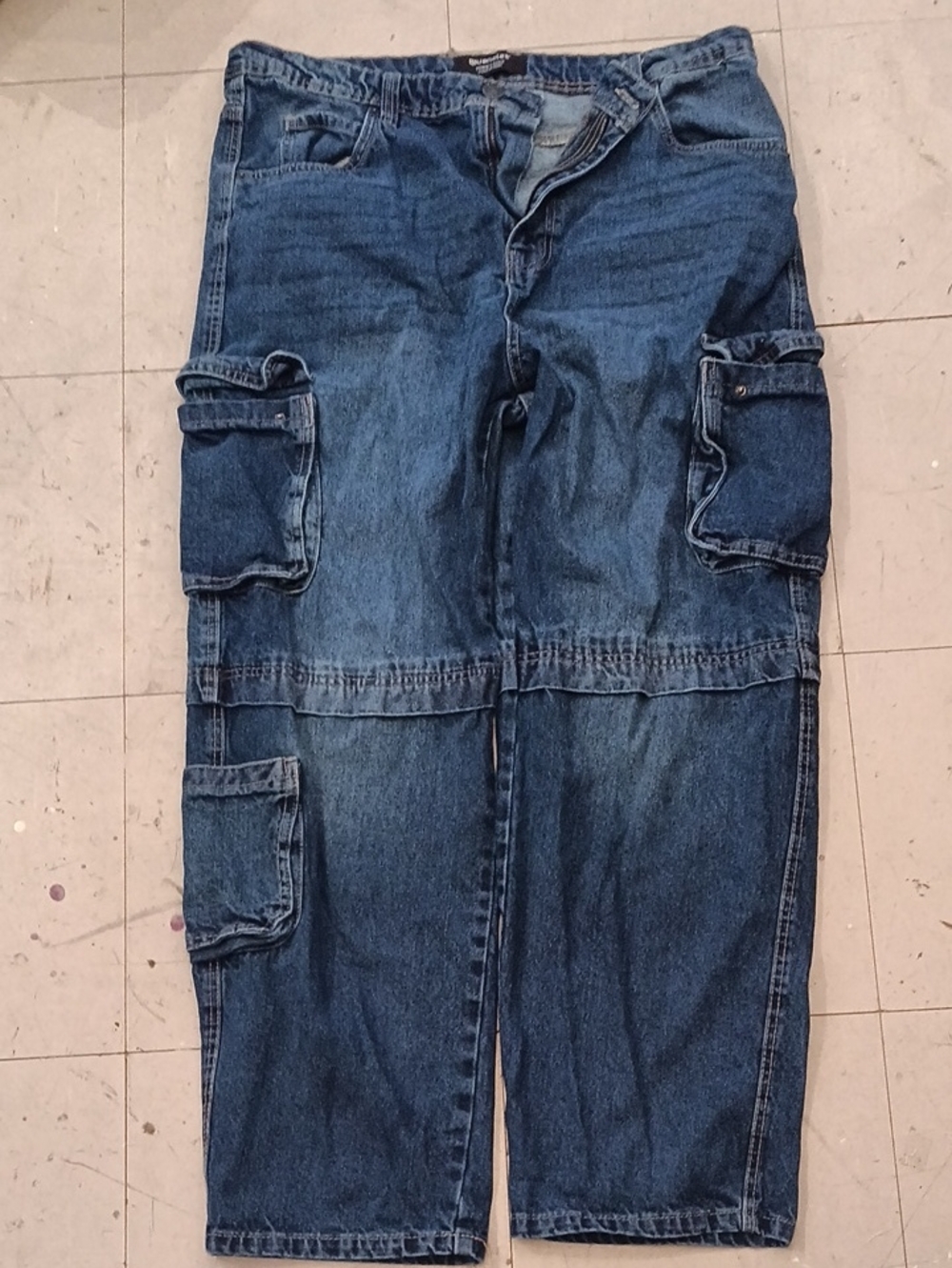 Women's Dark Blue Denim Cargo Jeans